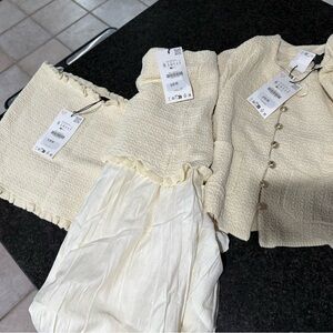 Zara Cream Textured Blouse with Buttons